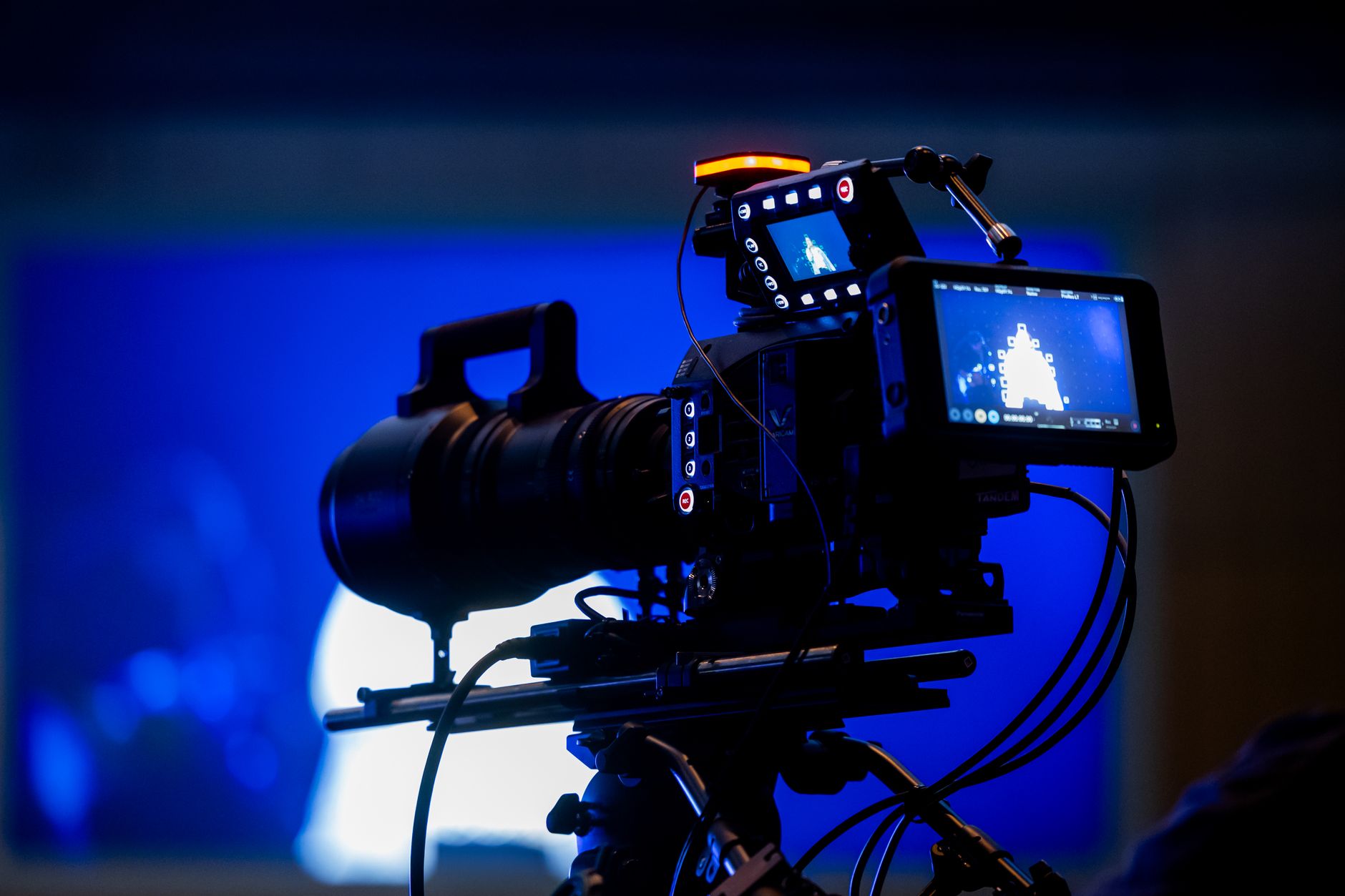 Behind the scenes camera setup for video shoot